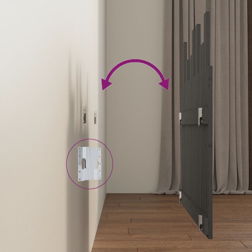 Cabeceira de parede 95,5x3x80 cm madeira de pinho maciça cinza