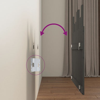 Cabeceira de parede 95,5x3x80 cm madeira de pinho maciça cinza