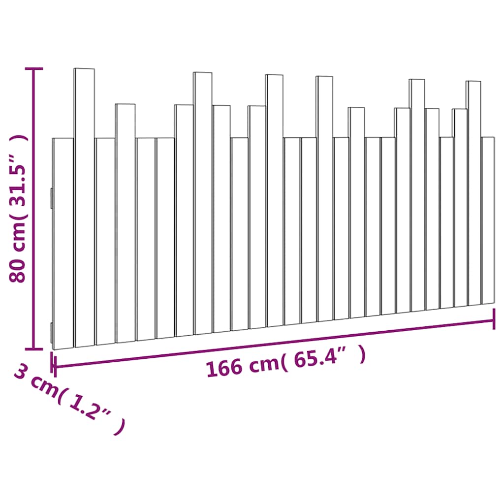 Cabeceira de parede 166x3x80 cm madeira de pinho maciça branco