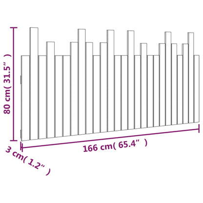 Cabeceira de parede 166x3x80 cm madeira de pinho maciça preto