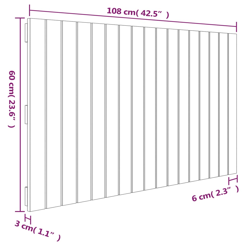 Cabeceira de parede 108x3x60 cm madeira de pinho maciça branco