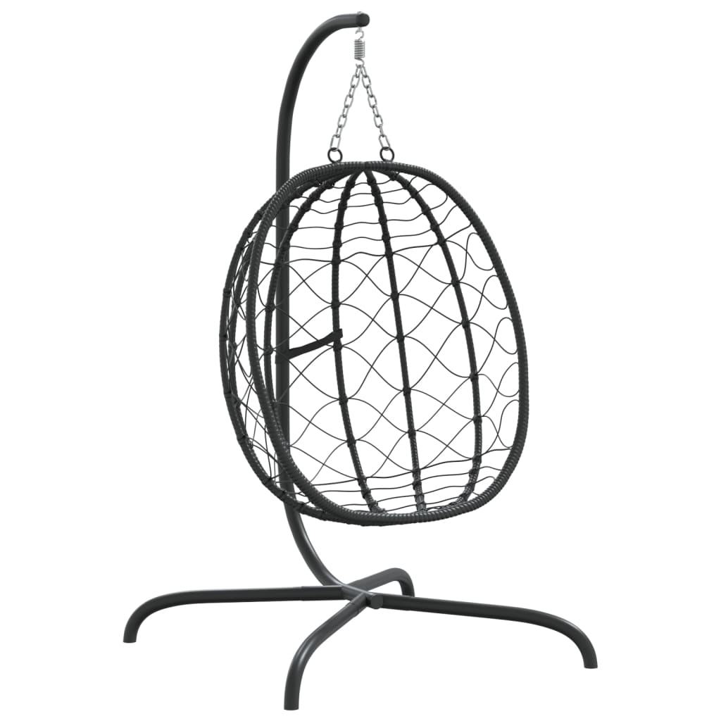 Cadeira suspensa Egg com almofada em vime sintético antracite e aço