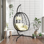 Cadeira suspensa Egg com almofada, vime sintético branco creme e aço