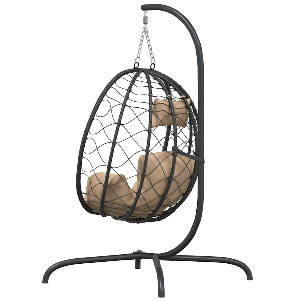 Cadeira suspensa Egg com almofada, vime sintético e aço, cor taupe