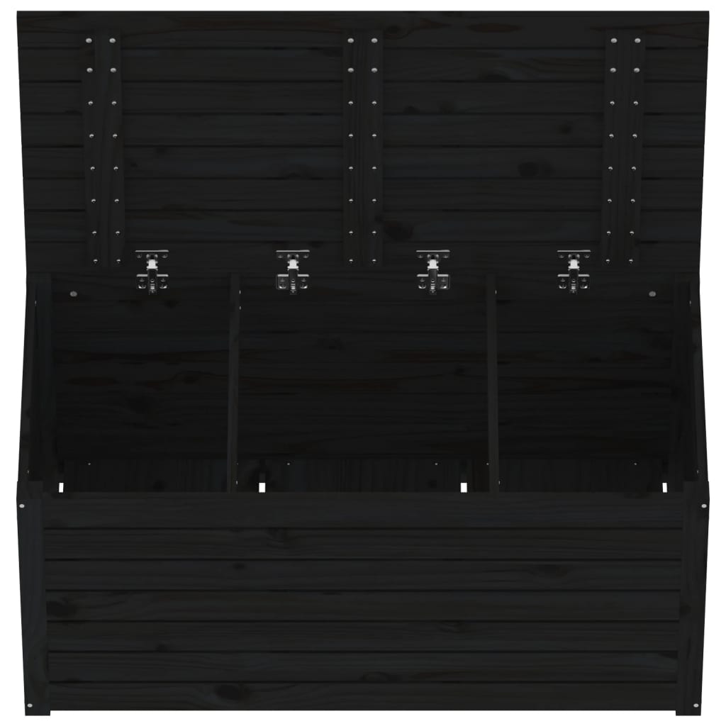 Caixa de jardim 101x50,5x46,5 cm madeira de pinho maciça preto