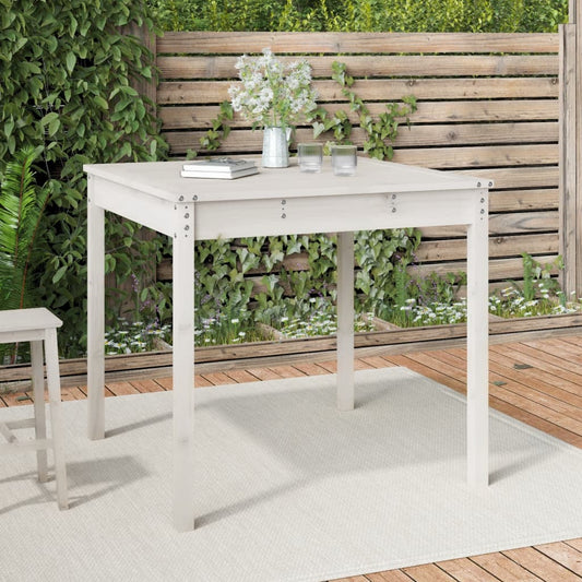 Mesa de jardim 82,5x82,5x76 cm madeira de pinho maciça branco