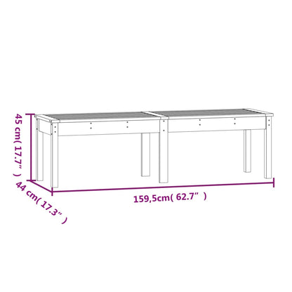 Banco de jardim c/ 2 lugares 159,5x44x45 cm pinho maciço branco