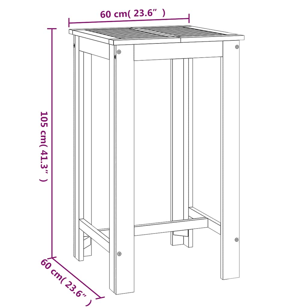 Mesa de bar de jardim 60x60x105 cm madeira de acácia maciça
