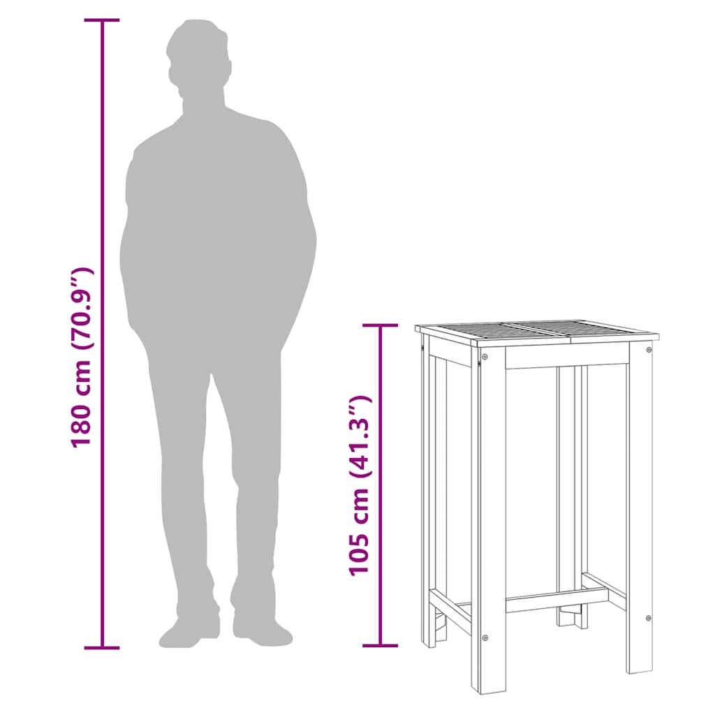 Mesa de bar de jardim 60x60x105 cm madeira de acácia maciça