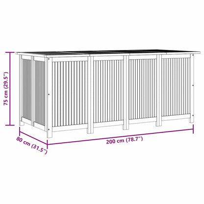 Caixa de arrumação para jardim 200x80x75 cm acácia maciça