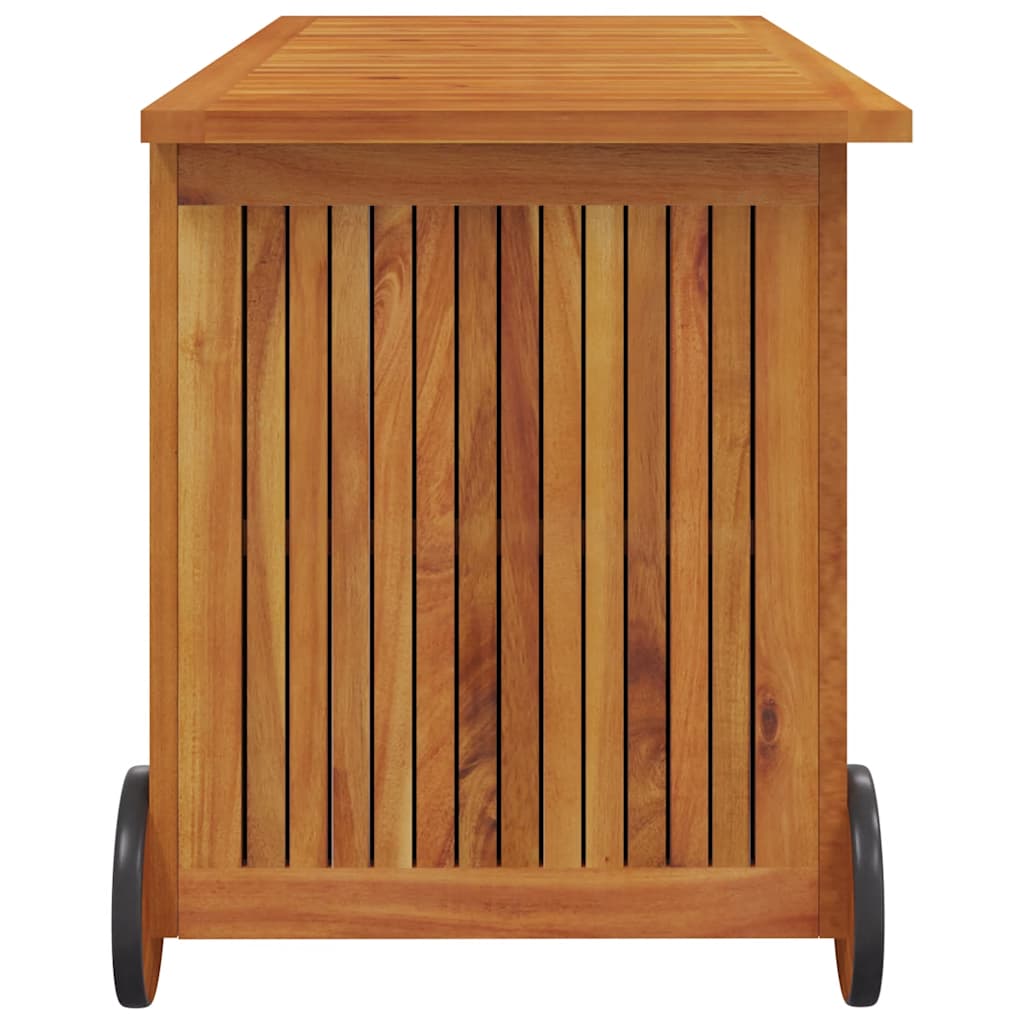 Caixa de arrumação p/ jardim c/ rodas 113x50x58cm acácia maciça