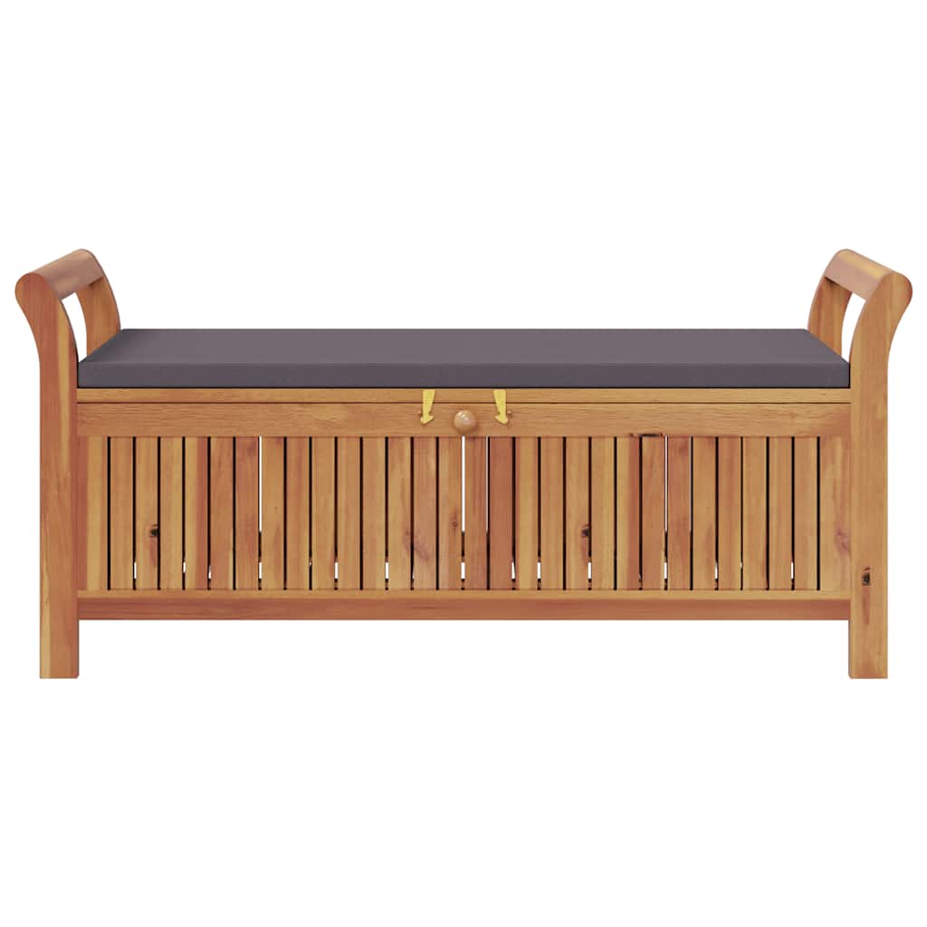 Banco de arrumação p/ jardim c/ almofadão 126 cm acácia maciça