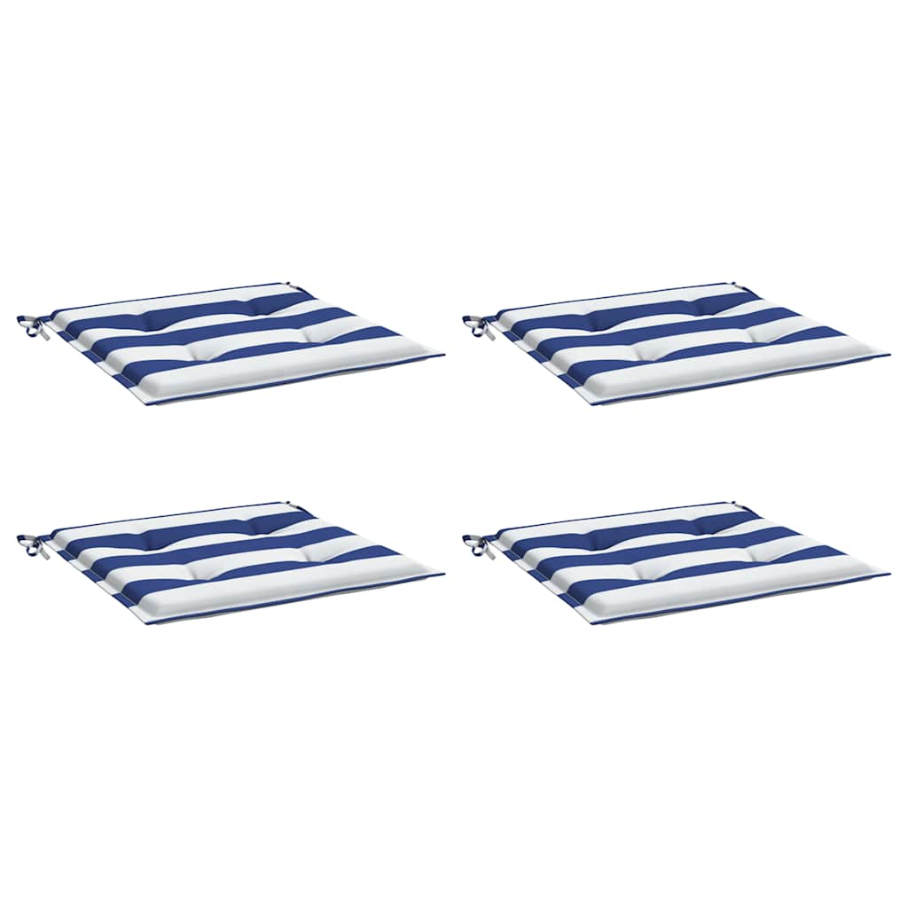 Almofadões p/ cadeira 4pcs 40x40x4 cm tecido riscas azul/branco