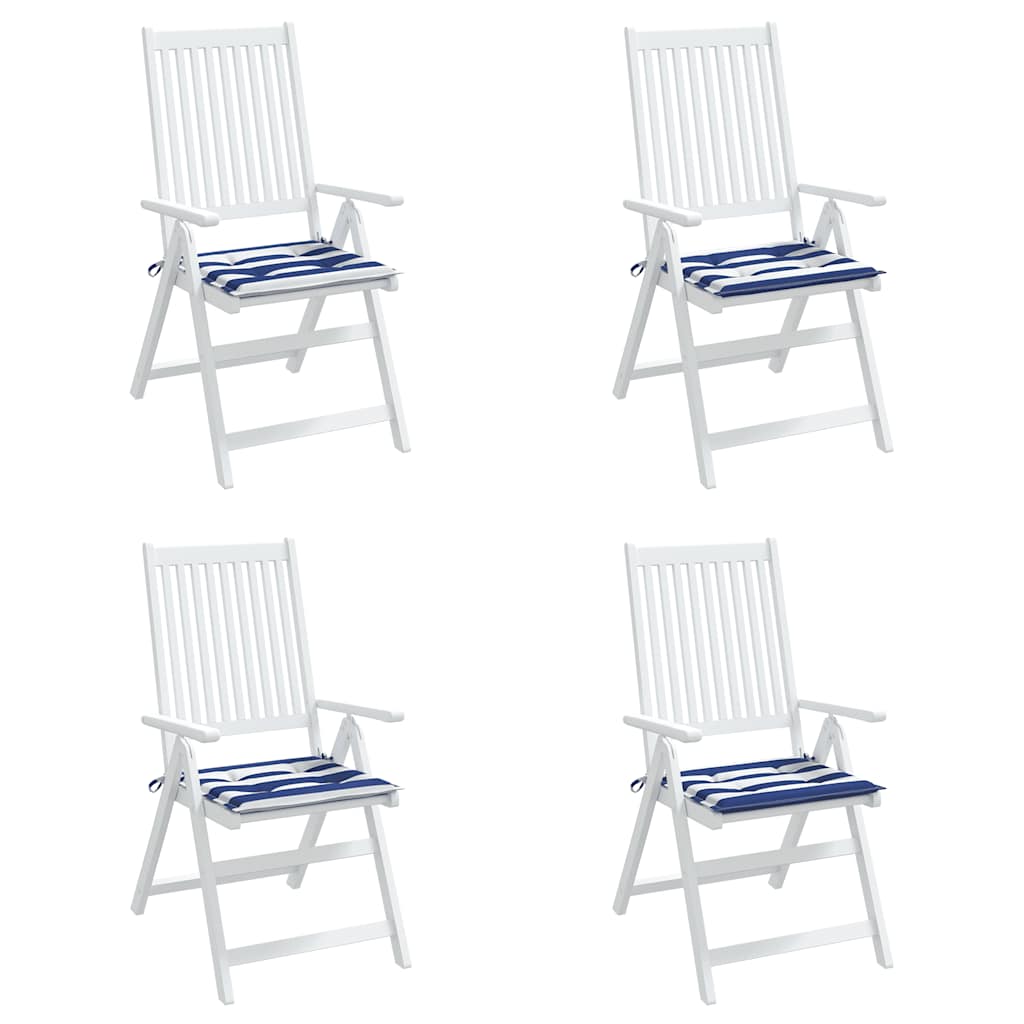 Almofadões p/ cadeira 4pcs 40x40x4 cm tecido riscas azul/branco