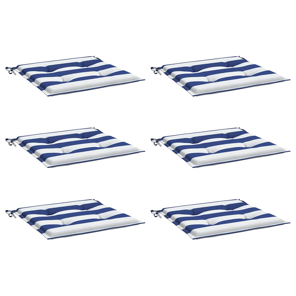 Almofadões p/ cadeira 6pcs 40x40x4 cm tecido riscas azul/branco
