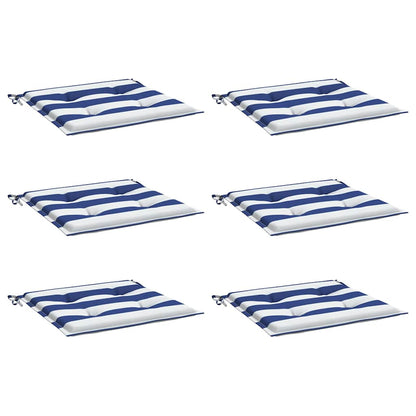 Almofadões p/ cadeira 6pcs 40x40x4 cm tecido riscas azul/branco