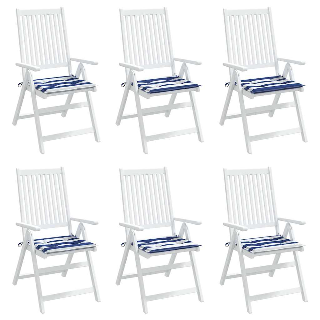Almofadões p/ cadeira 6pcs 40x40x4 cm tecido riscas azul/branco