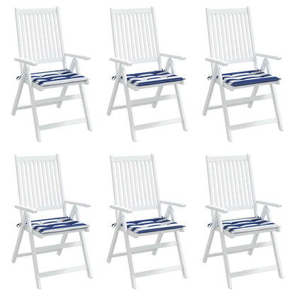 Almofadões p/ cadeira 6pcs 40x40x4 cm tecido riscas azul/branco