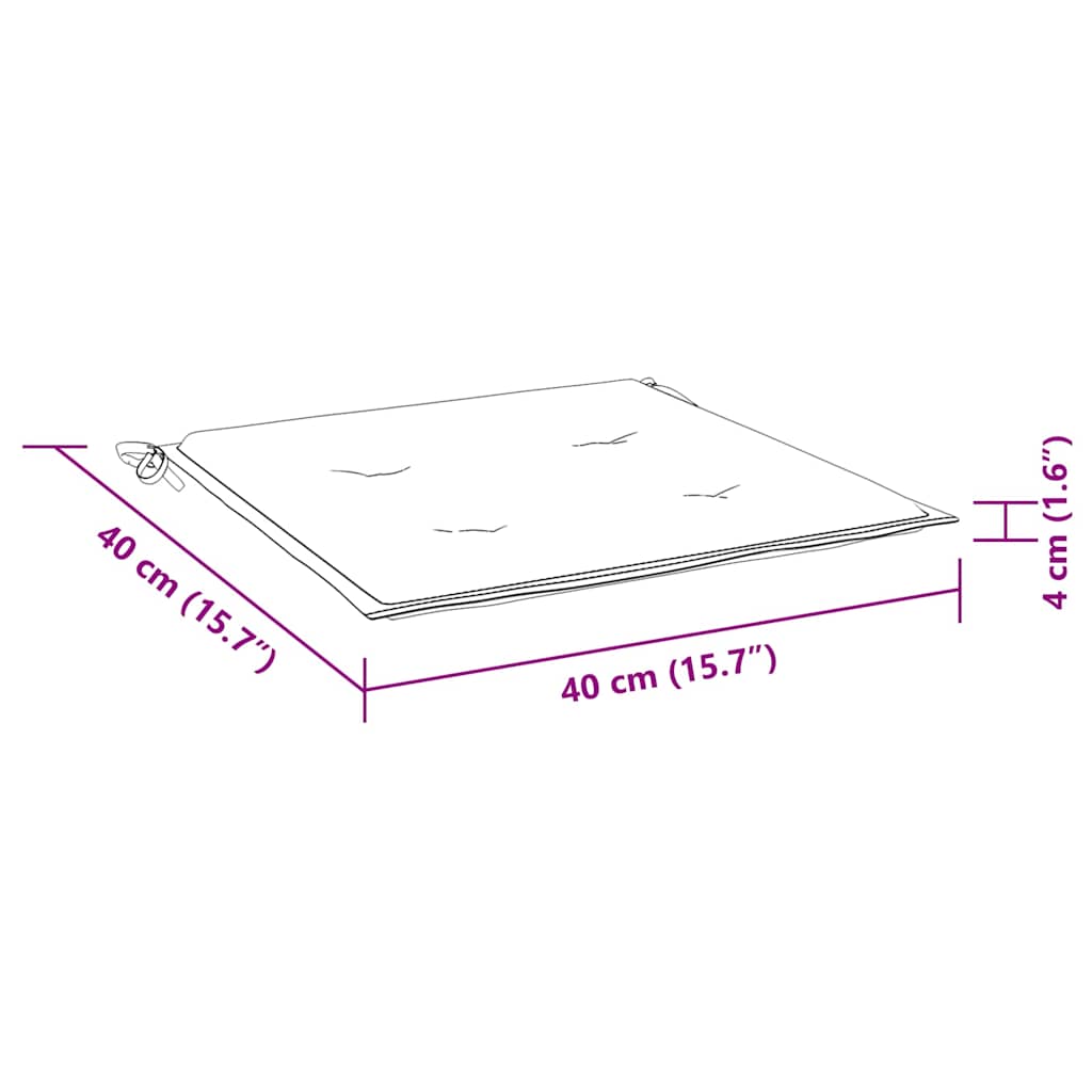 Almofadões p/ cadeira 6pcs 40x40x4 cm tecido riscas azul/branco