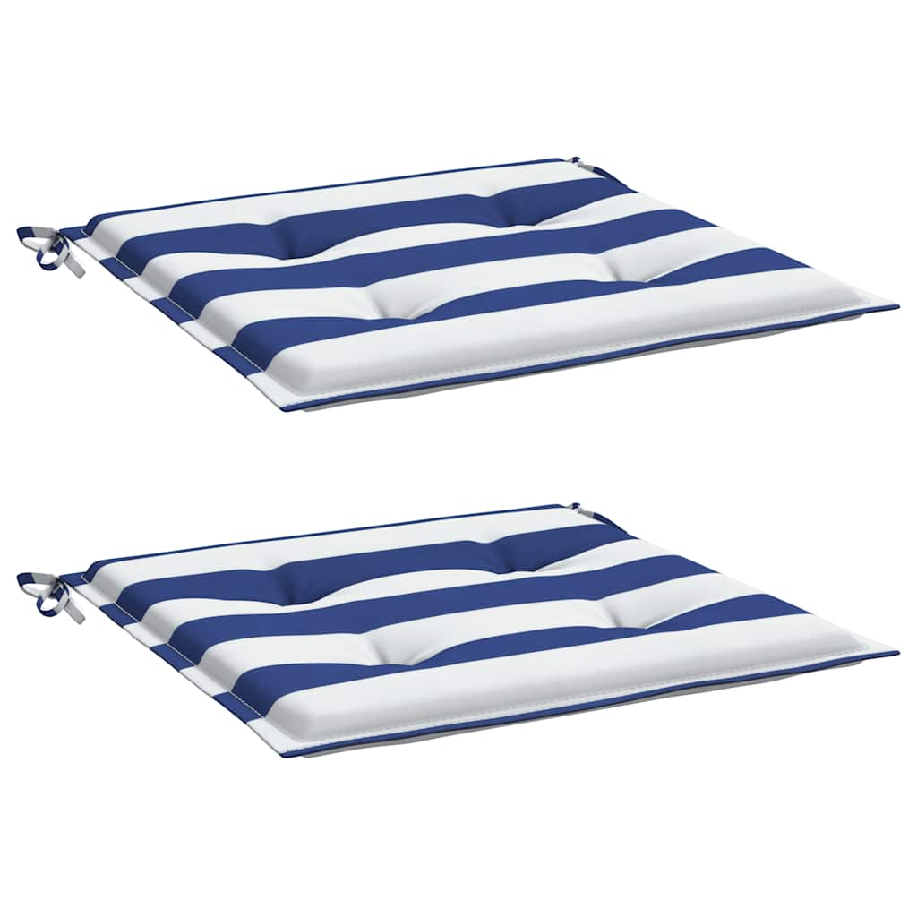 Almofadões p/ cadeira 2pcs 50x50x4 cm tecido riscas azul/branco