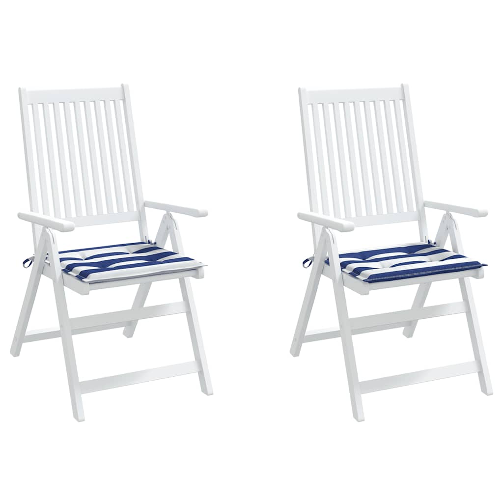 Almofadões p/ cadeira 2pcs 50x50x4 cm tecido riscas azul/branco