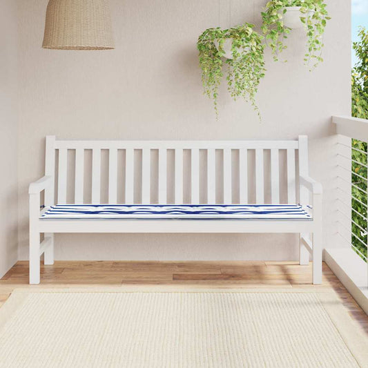 Travesseiro para Banco de Jardim Azul e branco 180 x 50 x 4 cm