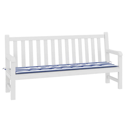 Almofadão p/ banco jardim 200x50x4 cm tecido riscas azul/branco