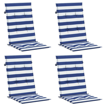 Almofadões cadeira encosto alto 4 pcs tecido riscas azul/branco