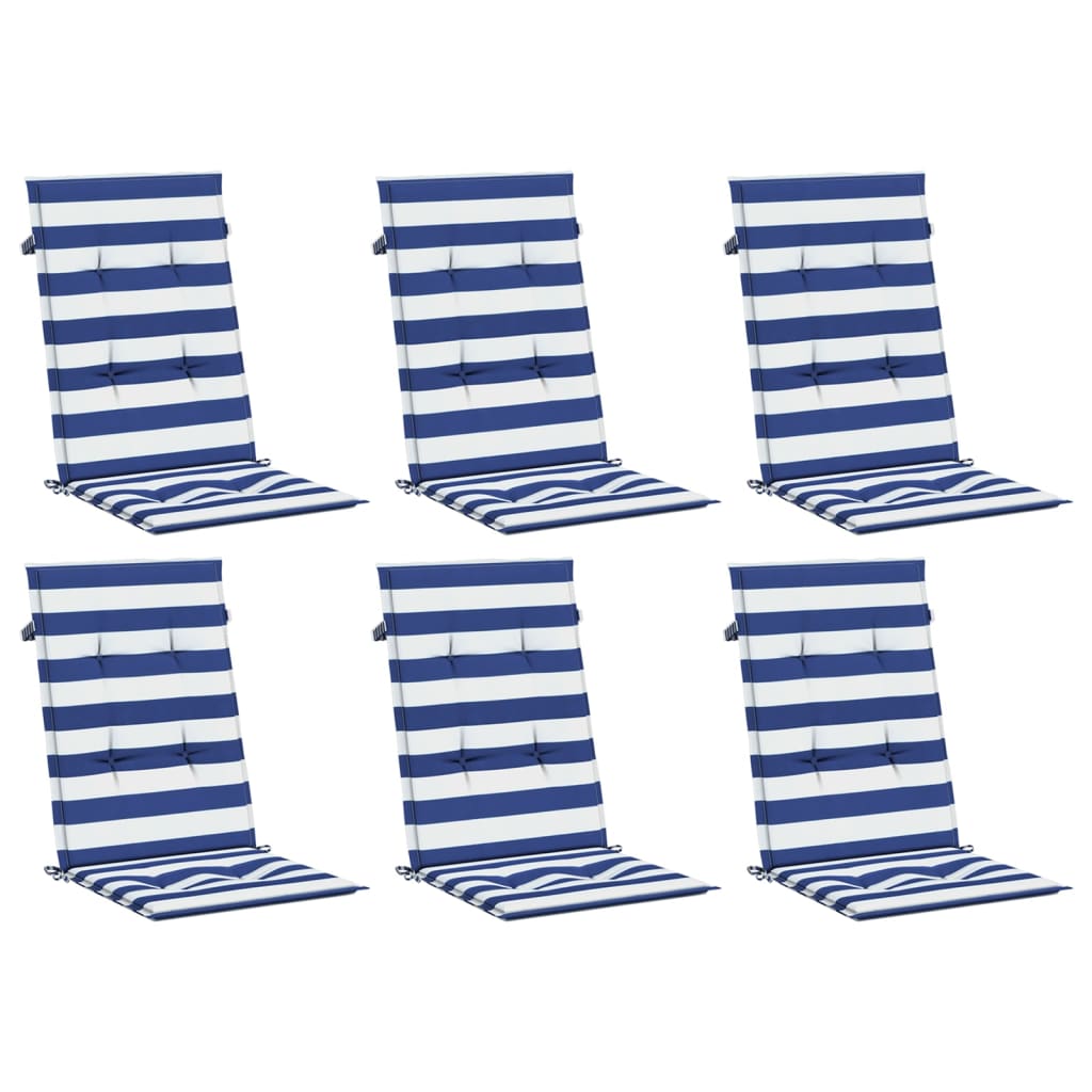 Almofadões cadeira encosto alto 6 pcs tecido riscas azul/branco