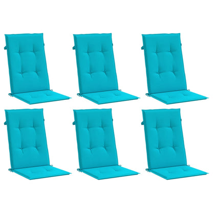 Almofadões cadeira de encosto alto 6 pcs tecido turquesa