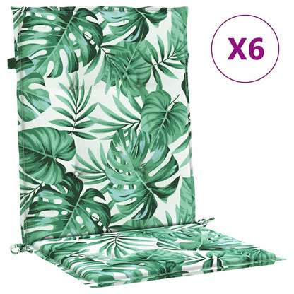 Almofadas de cadeira 6 pcs Padrão de folhas 100 x 50 x 3 cm