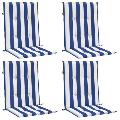 Almofadões cadeira encosto baixo 4pcs tecido riscas azul/branco