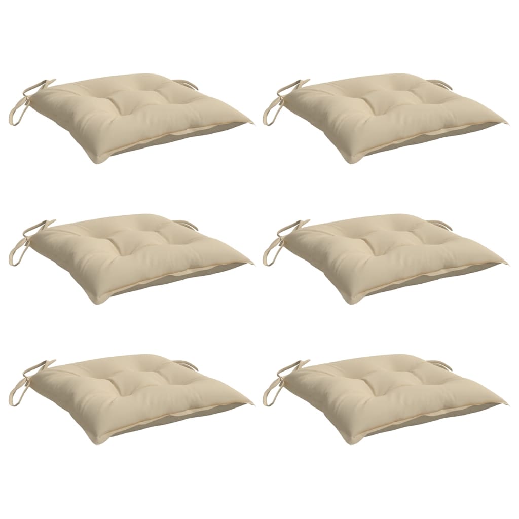 Almofadões de cadeira 6 pcs 40x40x7 cm tecido oxford bege