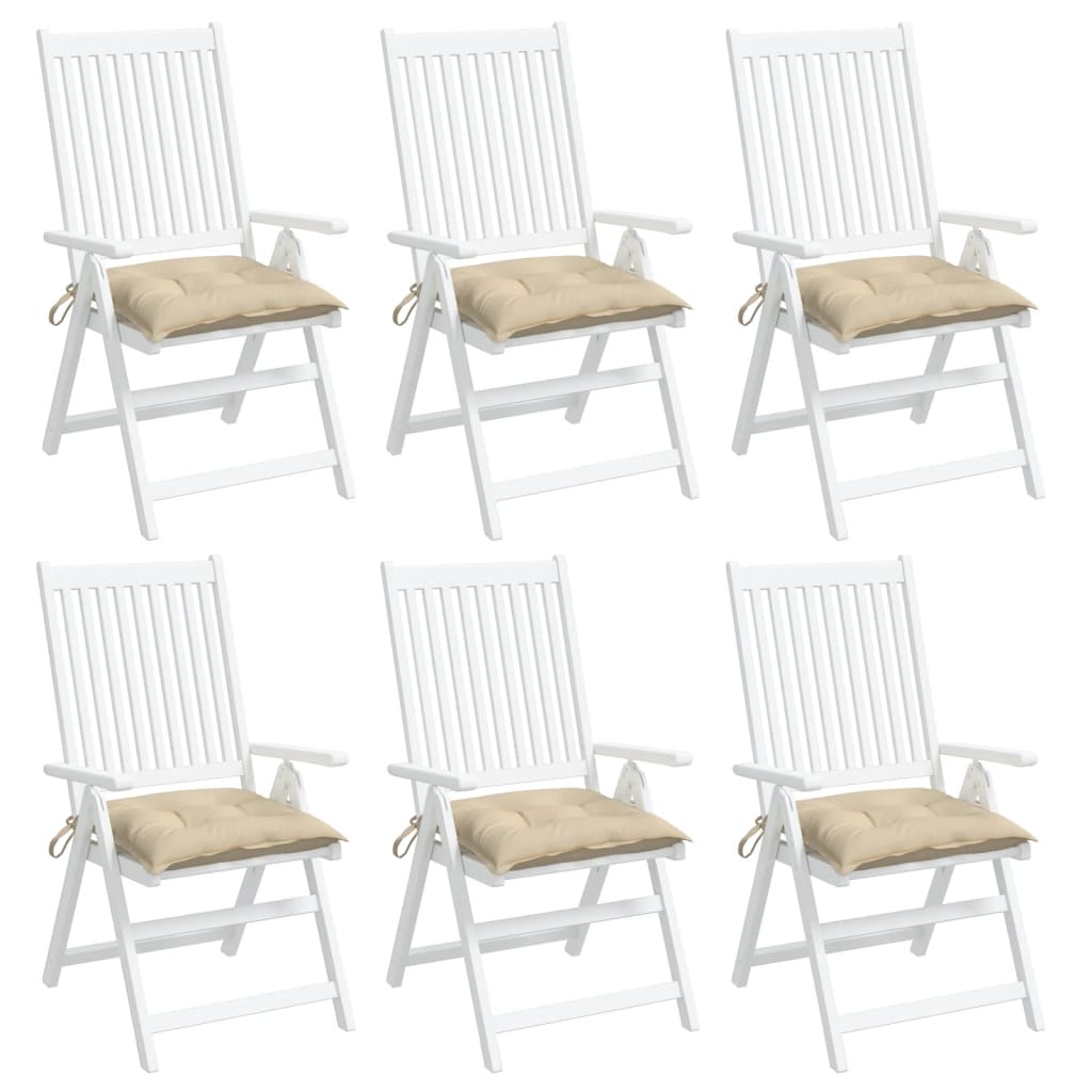 Almofadões de cadeira 6 pcs 40x40x7 cm tecido oxford bege