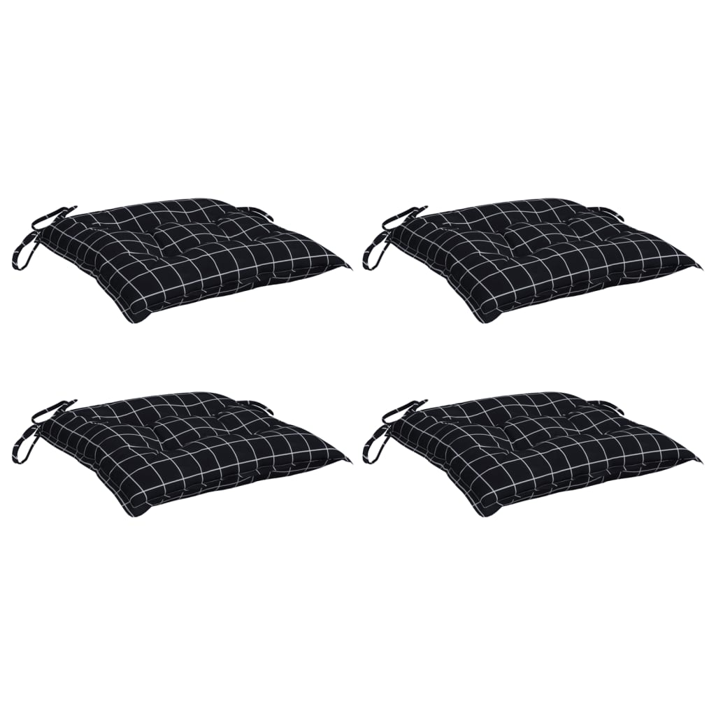 Almofadões p/ cadeira 4pcs 40x40x7cm tecido padrão xadrez preto