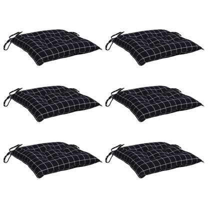 Almofadões para cadeira 6 pcs 40x40x7 cm tecido xadrez preto