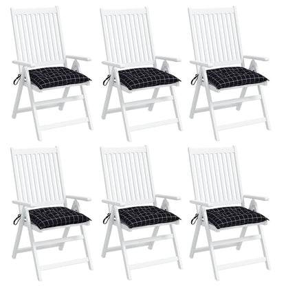 Almofadões para cadeira 6 pcs 40x40x7 cm tecido xadrez preto