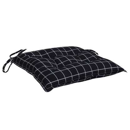 Almofadões para cadeira 6 pcs 40x40x7 cm tecido xadrez preto
