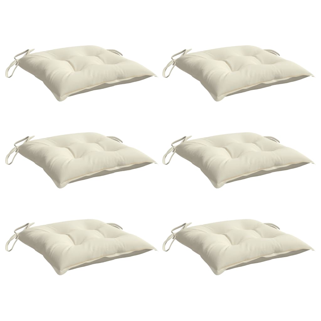 Almofadões de cadeira 6 pcs 50x50x7cm tecido oxford branco nata