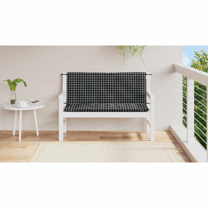 Almofadões p/ banco jardim 2 pcs 120x50x7cm tecido xadrez preto