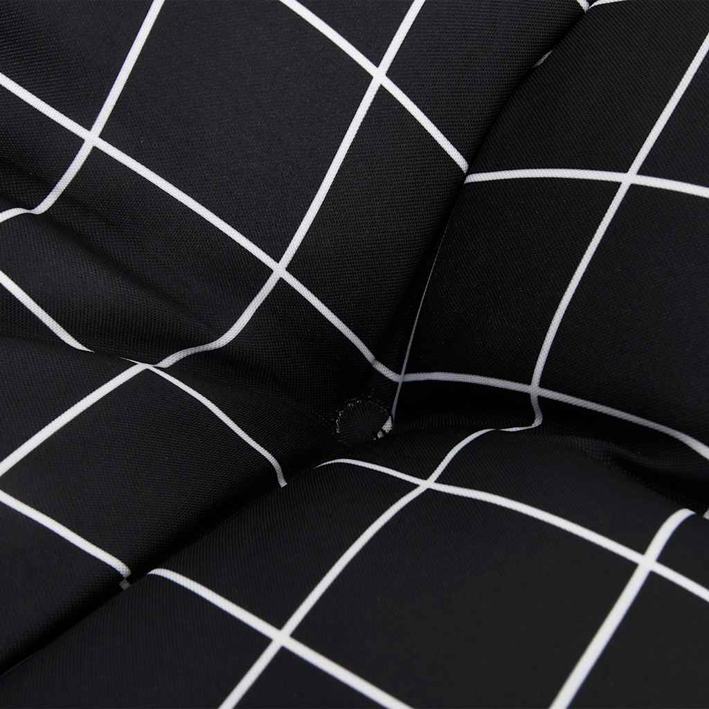 Almofadões p/ banco jardim 2 pcs 120x50x7cm tecido xadrez preto