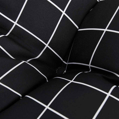 Almofadões p/ banco jardim 2 pcs 120x50x7cm tecido xadrez preto