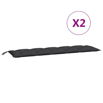 Almofadões banco jardim 2 pcs 180x50x7cm tecido oxford preto