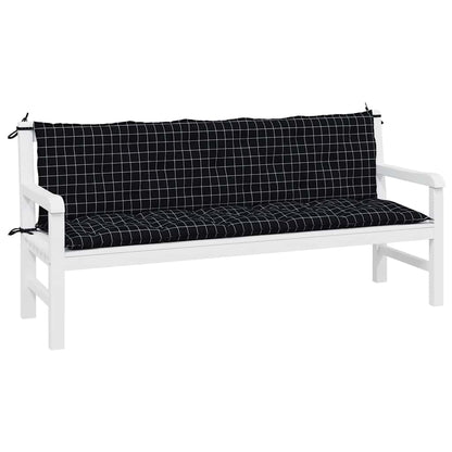 Almofadões p/ banco de jardim 2 pcs tecido oxford xadrez preto