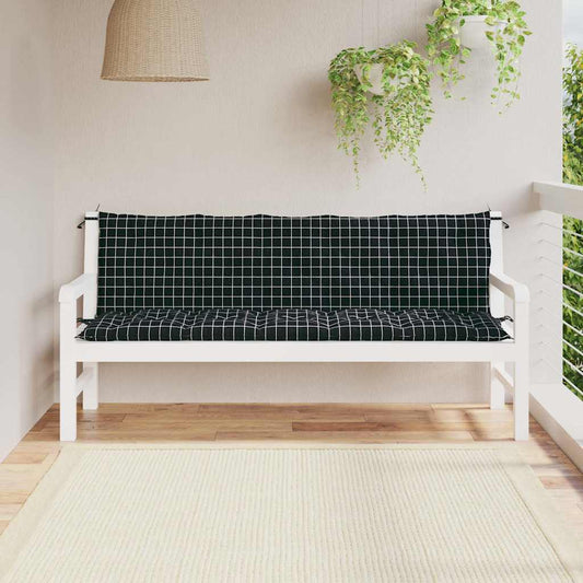 Almofadões p/ banco de jardim 2 pcs tecido oxford xadrez preto