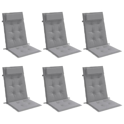 Almofadões p/ cadeira encosto alto 6 pcs tecido oxford cinzento