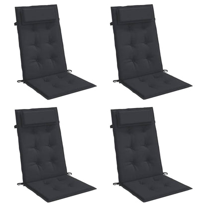 Almofadões p/ cadeira encosto alto 4 pcs tecido oxford preto
