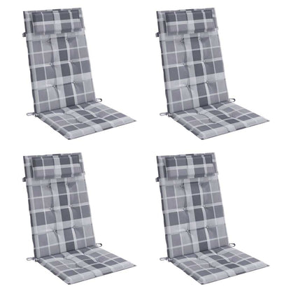 Almofadões cadeira encosto alto 4pcs tecido oxford xadrez cinza