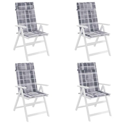 Almofadões cadeira encosto alto 4pcs tecido oxford xadrez cinza