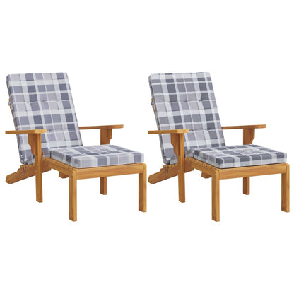 Almofadões p/ cadeira terraço 2 pcs tecido oxford xadrez cinza